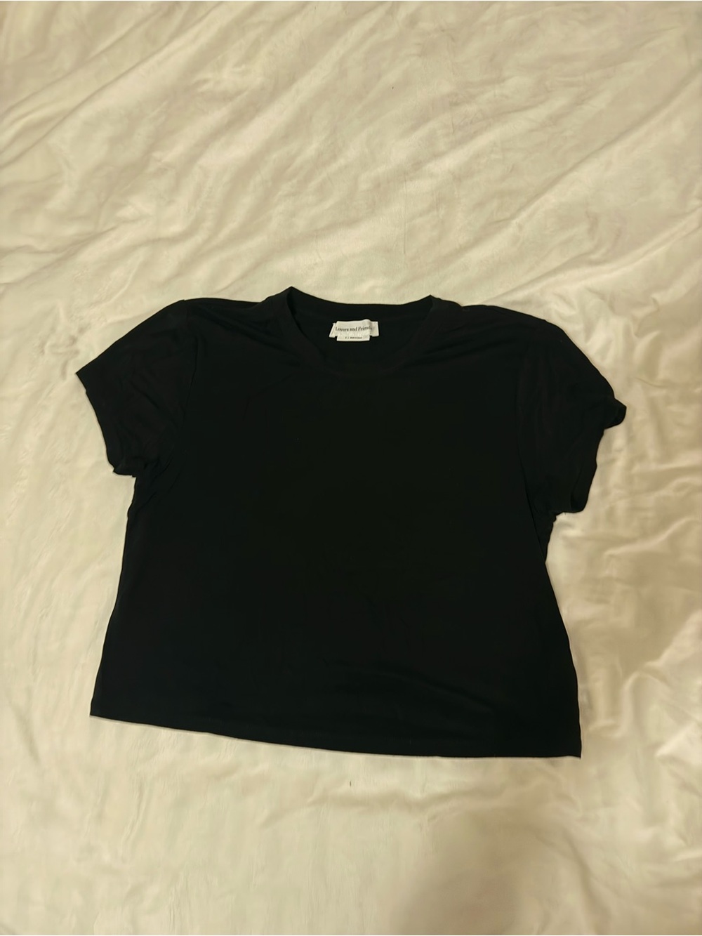 Lovers + Friends Black Short Sleeve Crop Tee